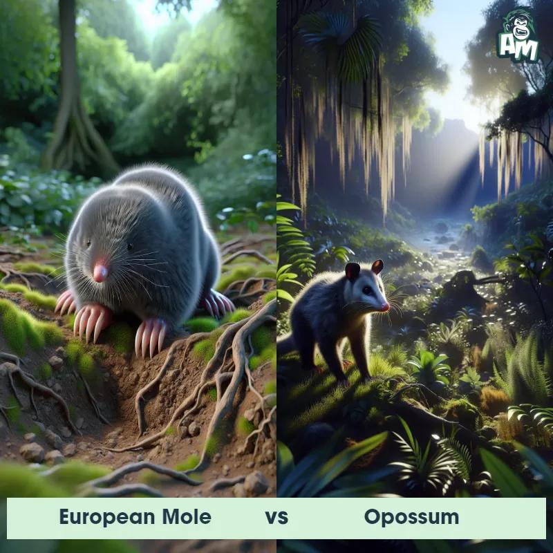 European Mole vs Opossum - Animal Matchup