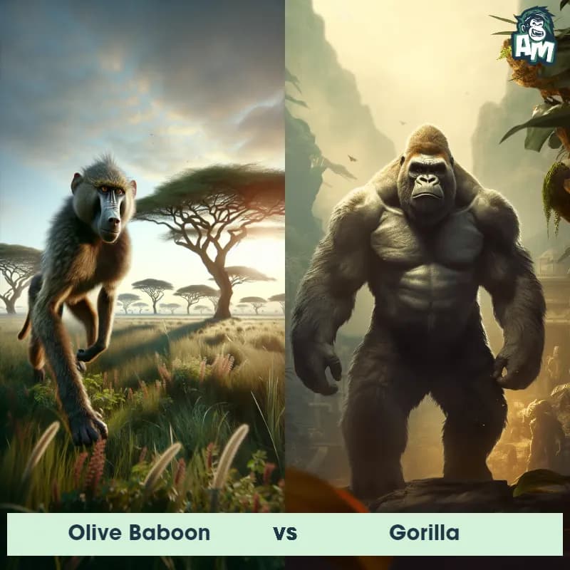 Olive Baboon vs Gorilla - Animal Matchup