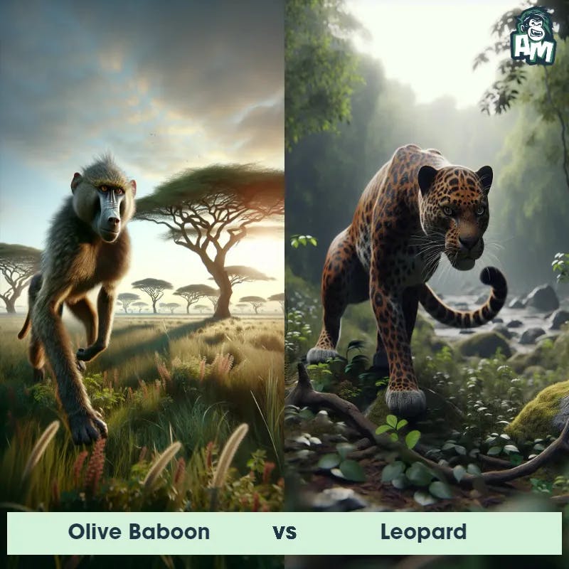 Olive Baboon vs Leopard - Animal Matchup