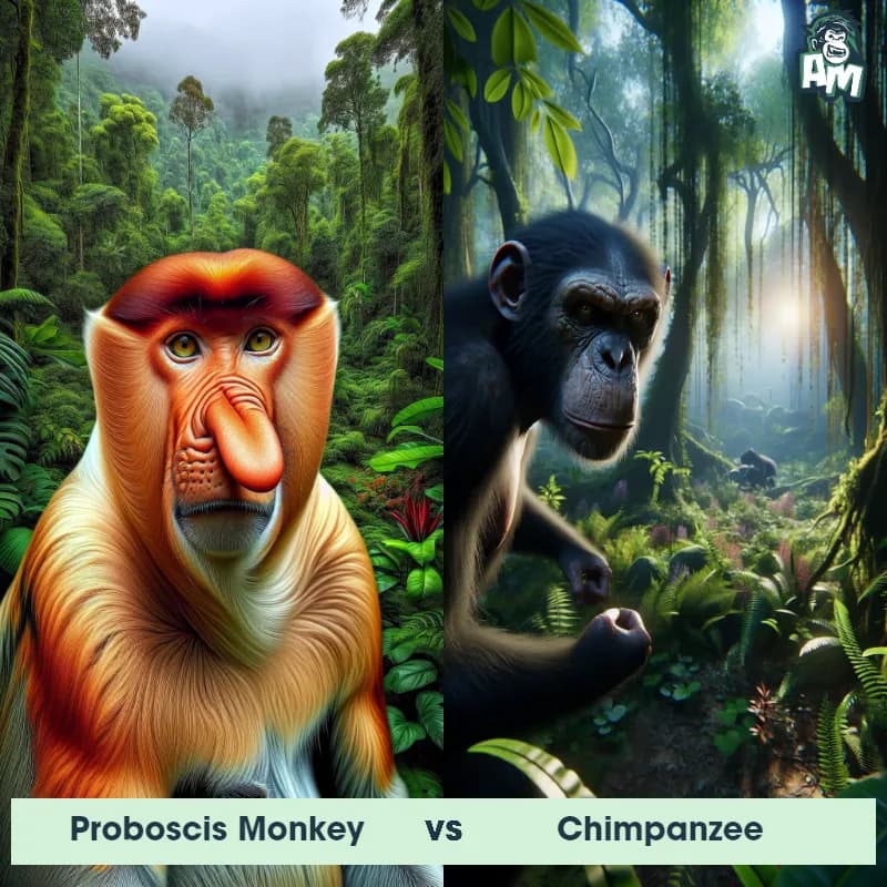 Proboscis Monkey vs Chimpanzee - Animal Matchup