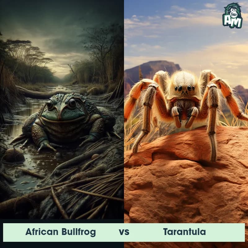 African Bullfrog vs Tarantula - Animal Matchup African Bullfrog vs Tarantula - Animal Matchup
