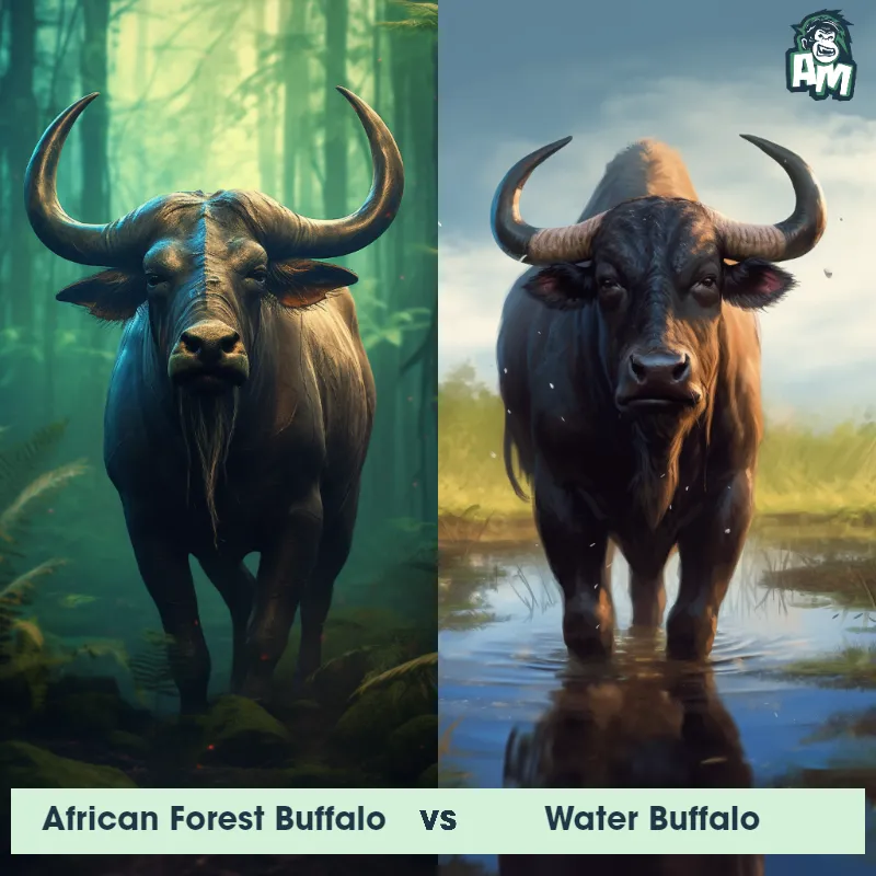 African Forest Buffalo vs Water Buffalo - Animal Matchup African Forest Buffalo vs Water Buffalo - Animal Matchup