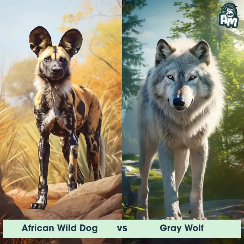 African Wild Dog vs Gray Wolf - Animal Matchup African Wild Dog vs Gray Wolf - Animal Matchup