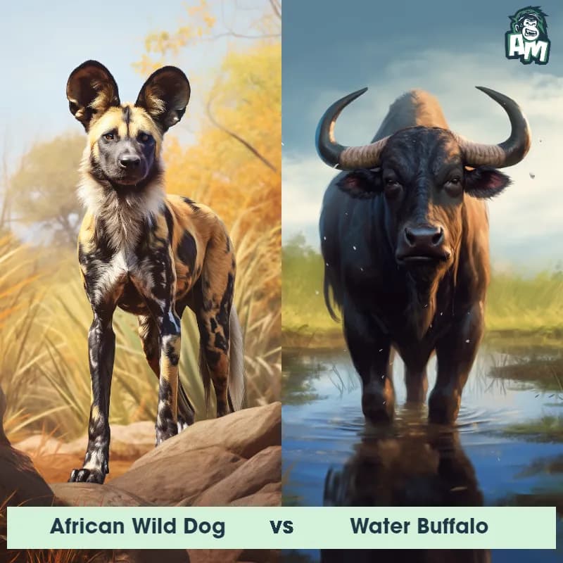 African Wild Dog vs Water Buffalo - Animal Matchup African Wild Dog vs Water Buffalo - Animal Matchup