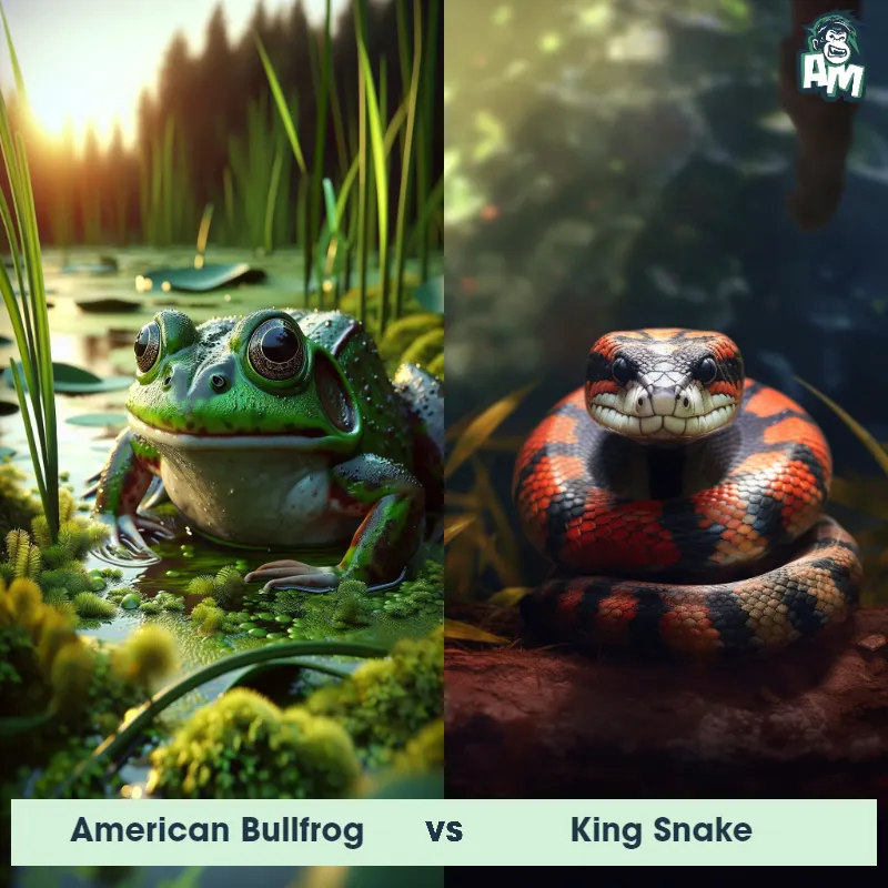 American Bullfrog vs King Snake - Animal Matchup American Bullfrog vs King Snake - Animal Matchup