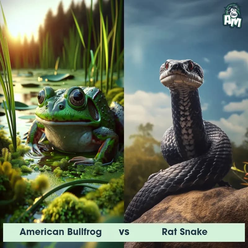 American Bullfrog vs Rat Snake - Animal Matchup American Bullfrog vs Rat Snake - Animal Matchup