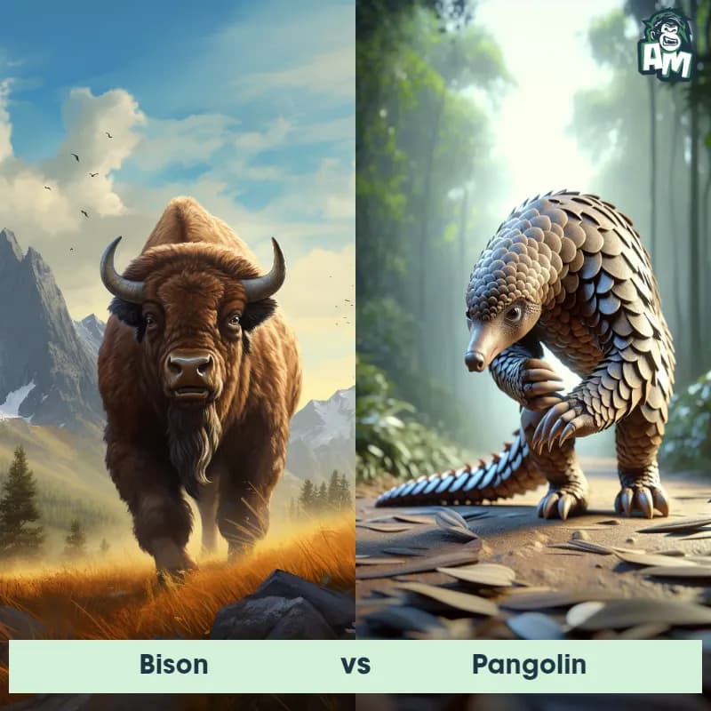 Bison vs Pangolin - Animal Matchup Bison vs Pangolin - Animal Matchup