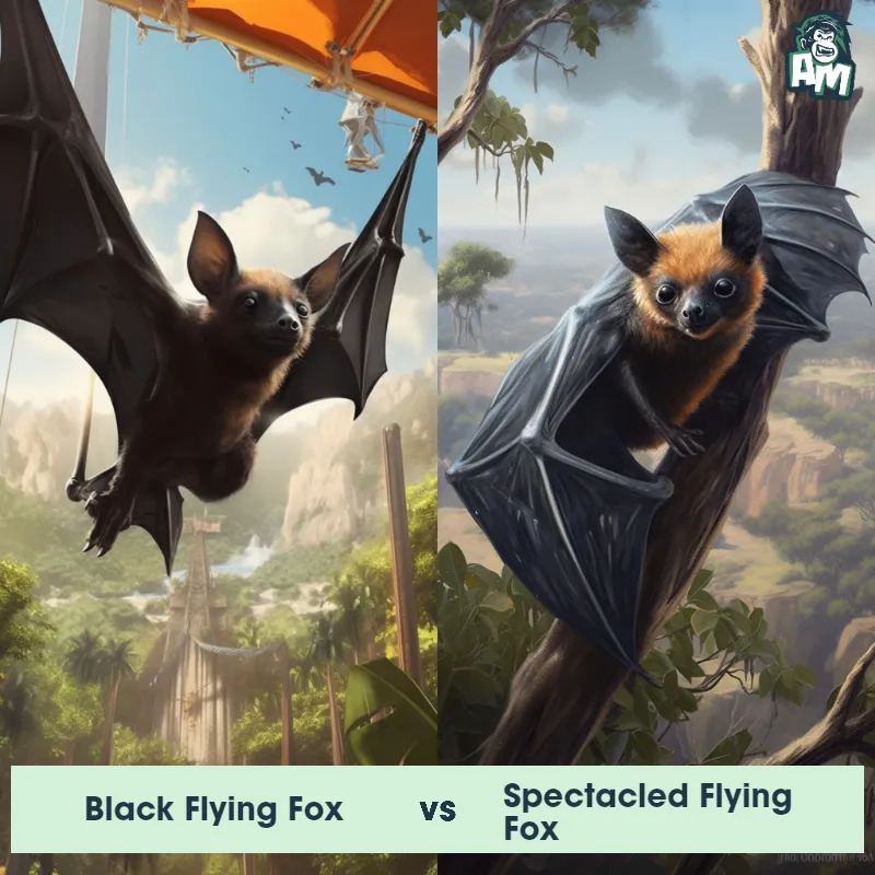 Black Flying Fox vs Spectacled Flying Fox - Animal Matchup Black Flying Fox vs Spectacled Flying Fox - Animal Matchup