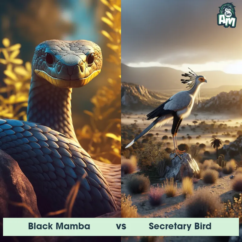 Black Mamba vs Secretary Bird - Animal Matchup Black Mamba vs Secretary Bird - Animal Matchup