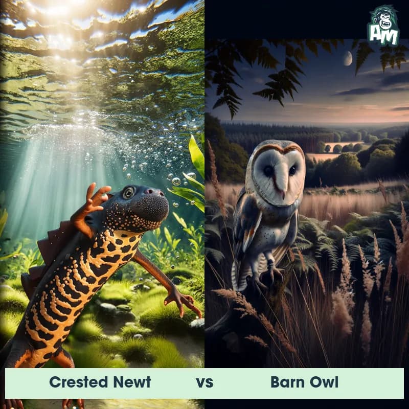 Crested Newt vs Barn Owl - Animal Matchup Crested Newt vs Barn Owl - Animal Matchup