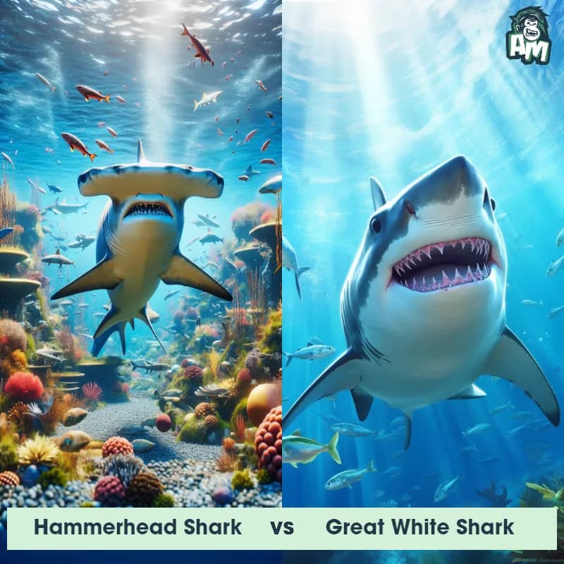 Hammerhead Shark vs Great White Shark - Animal Matchup Hammerhead Shark vs Great White Shark - Animal Matchup