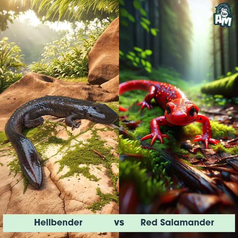 Hellbender vs Red Salamander - Animal Matchup Hellbender vs Red Salamander - Animal Matchup