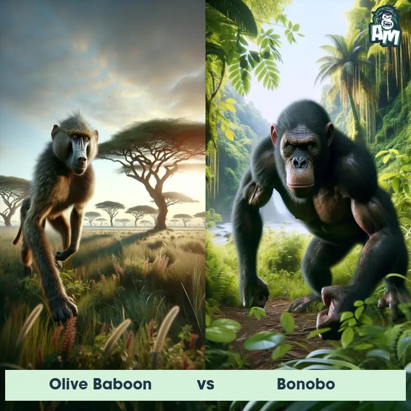 Olive Baboon vs Bonobo - Animal Matchup Olive Baboon vs Bonobo - Animal Matchup