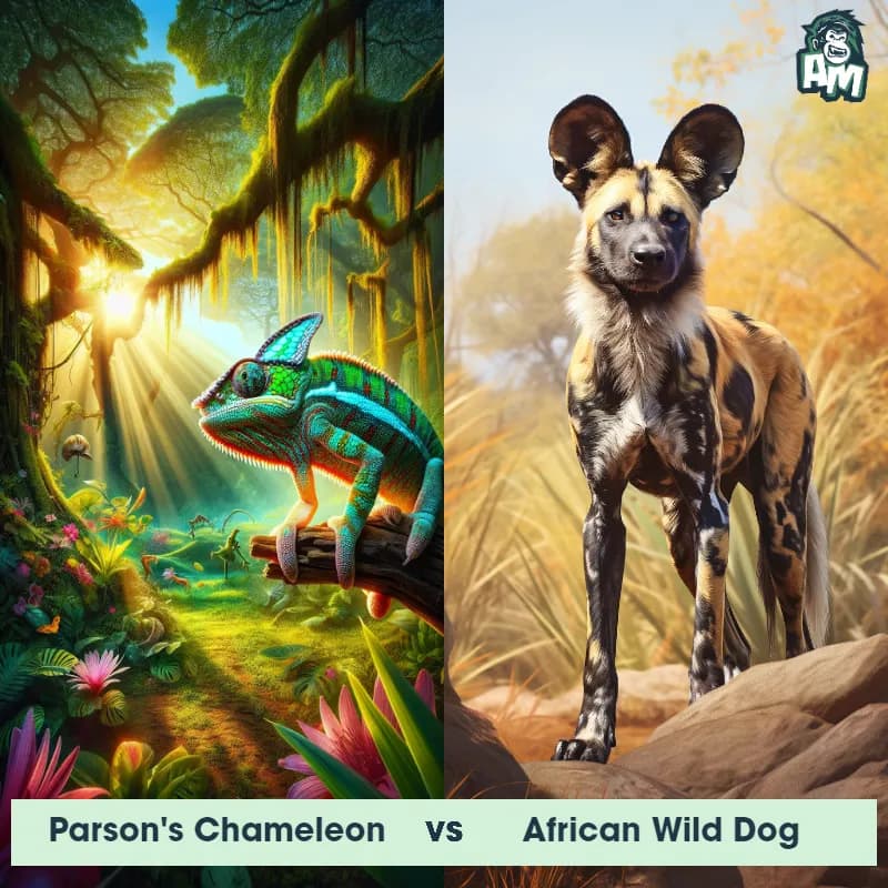 Parson's Chameleon vs African Wild Dog - Animal Matchup Parson's Chameleon vs African Wild Dog - Animal Matchup