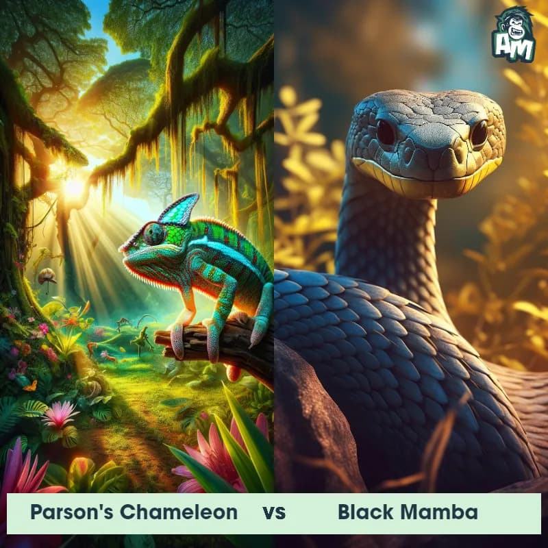 Parson's Chameleon vs Black Mamba - Animal Matchup Parson's Chameleon vs Black Mamba - Animal Matchup