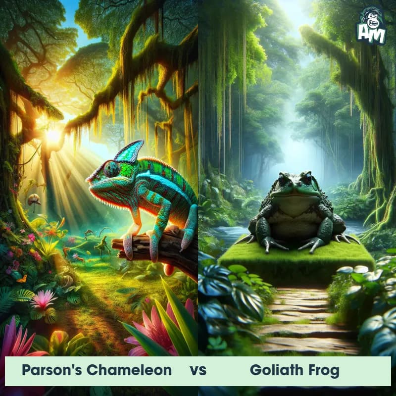 Parson's Chameleon vs Goliath Frog - Animal Matchup Parson's Chameleon vs Goliath Frog - Animal Matchup