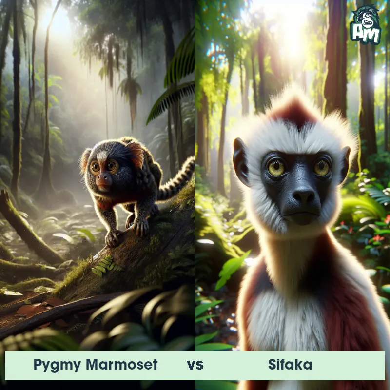Pygmy Marmoset vs Sifaka - Animal Matchup Pygmy Marmoset vs Sifaka - Animal Matchup