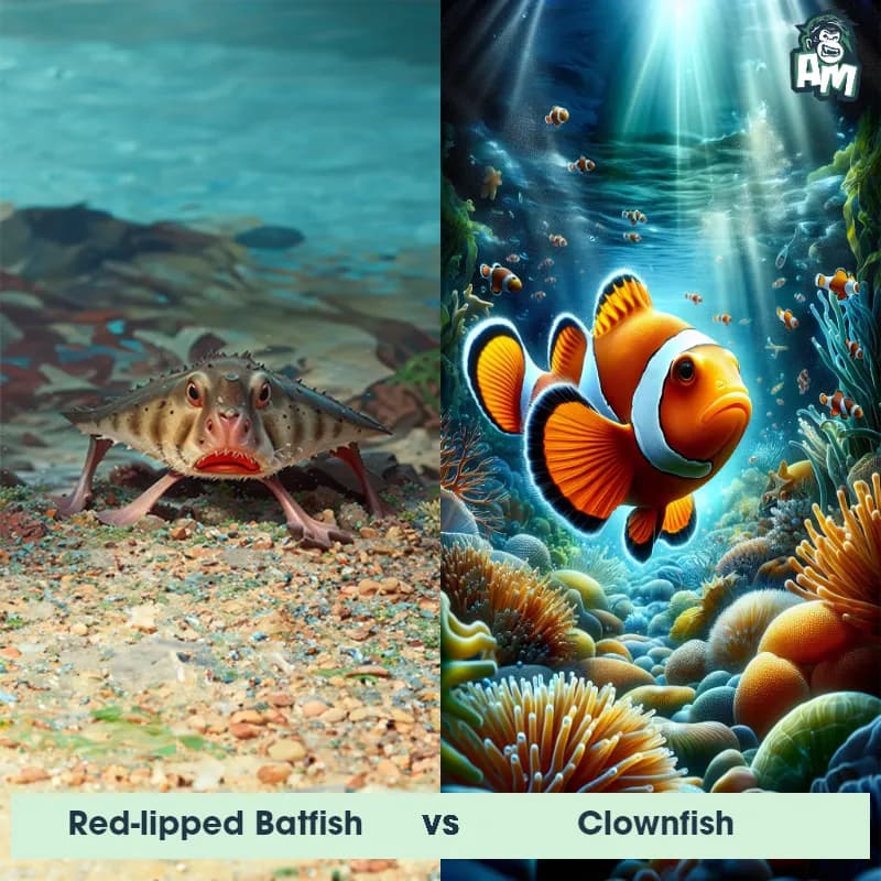 Red-Lipped Batfish vs Clownfish - Animal Matchup Red-Lipped Batfish vs Clownfish - Animal Matchup