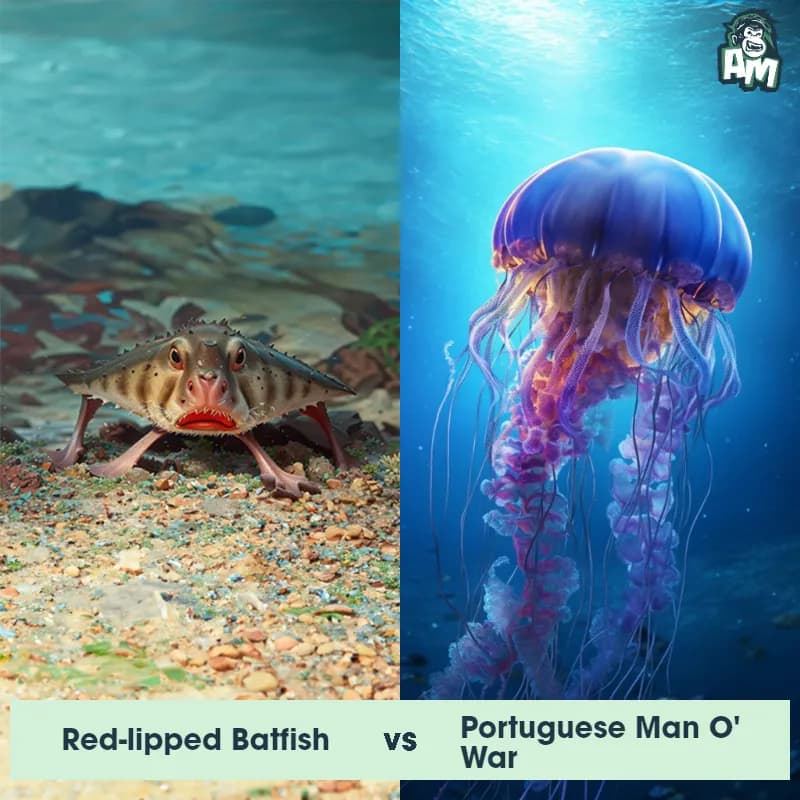 Red-Lipped Batfish vs Portuguese Man O' War - Animal Matchup Red-Lipped Batfish vs Portuguese Man O' War - Animal Matchup