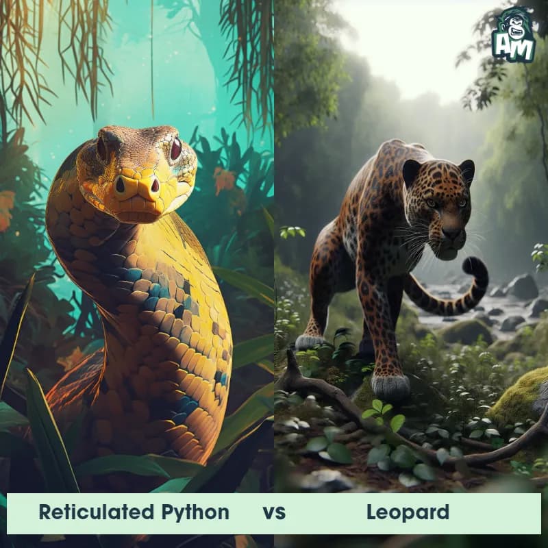 Reticulated Python vs Leopard - Animal Matchup Reticulated Python vs Leopard - Animal Matchup