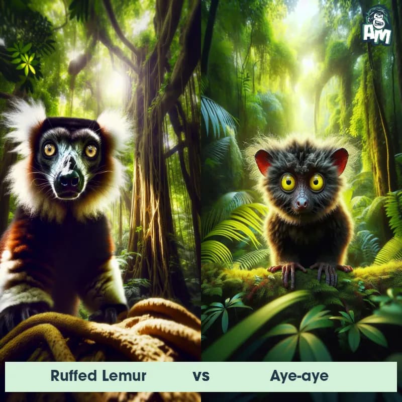Ruffed Lemur vs Aye-Aye - Animal Matchup Ruffed Lemur vs Aye-Aye - Animal Matchup