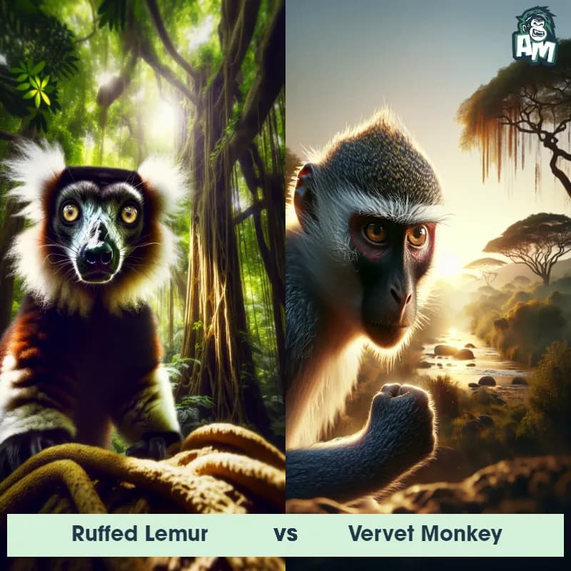 Ruffed Lemur vs Vervet Monkey - Animal Matchup Ruffed Lemur vs Vervet Monkey - Animal Matchup