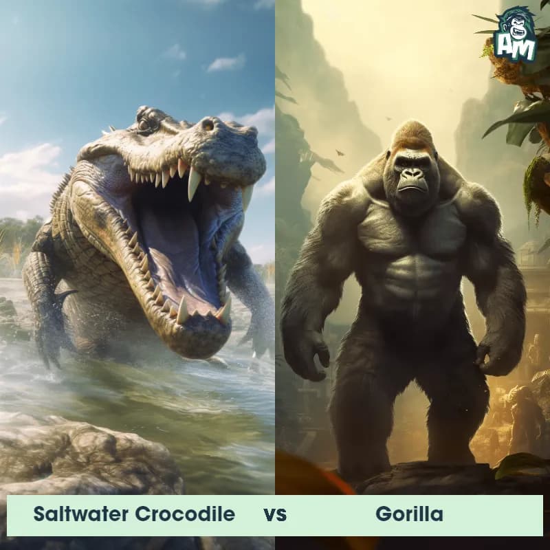 Saltwater Crocodile vs Gorilla - Animal Matchup Saltwater Crocodile vs Gorilla - Animal Matchup