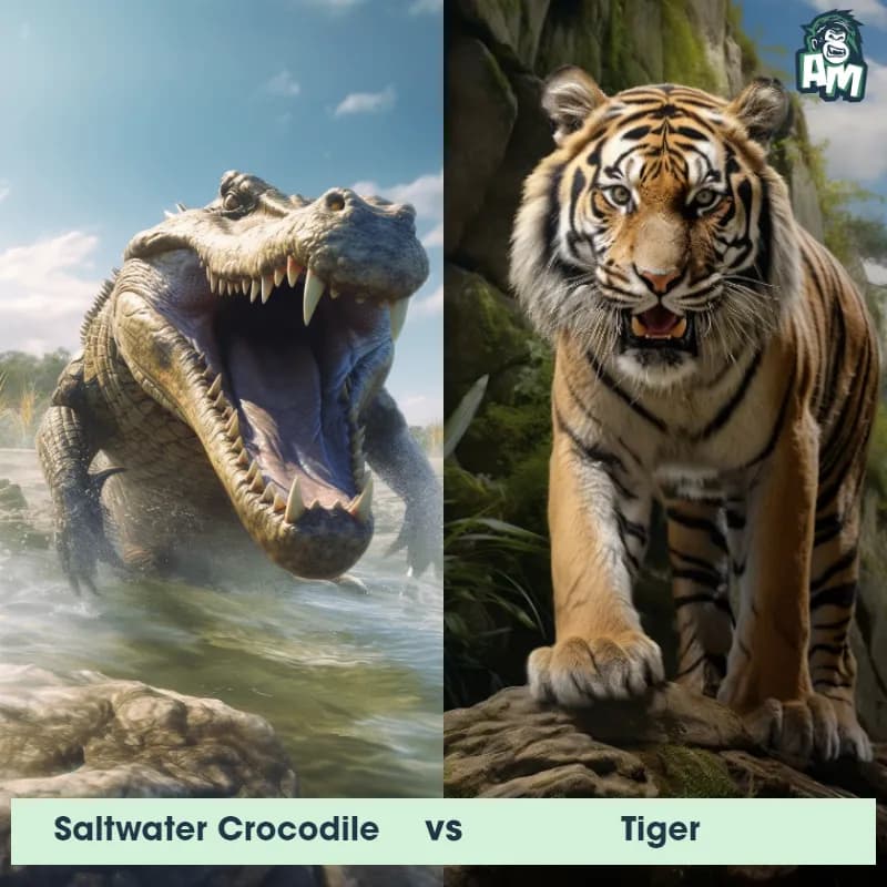 Saltwater Crocodile vs Tiger - Animal Matchup Saltwater Crocodile vs Tiger - Animal Matchup