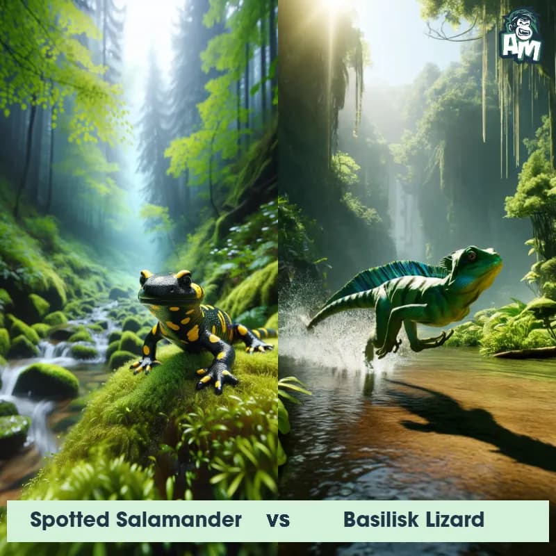 Spotted Salamander vs Basilisk Lizard - Animal Matchup Spotted Salamander vs Basilisk Lizard - Animal Matchup