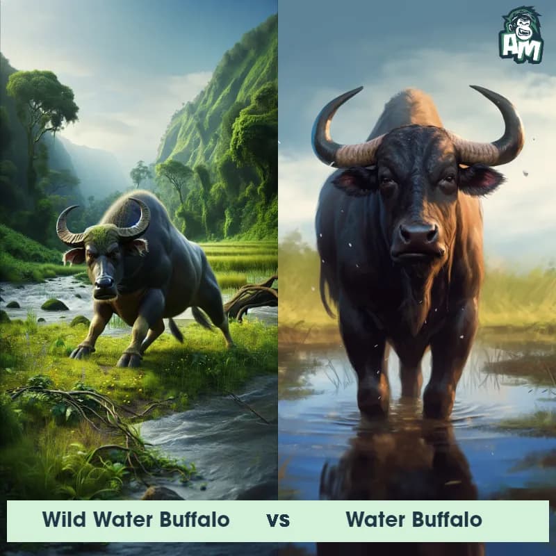 Wild Water Buffalo vs Water Buffalo - Animal Matchup Wild Water Buffalo vs Water Buffalo - Animal Matchup